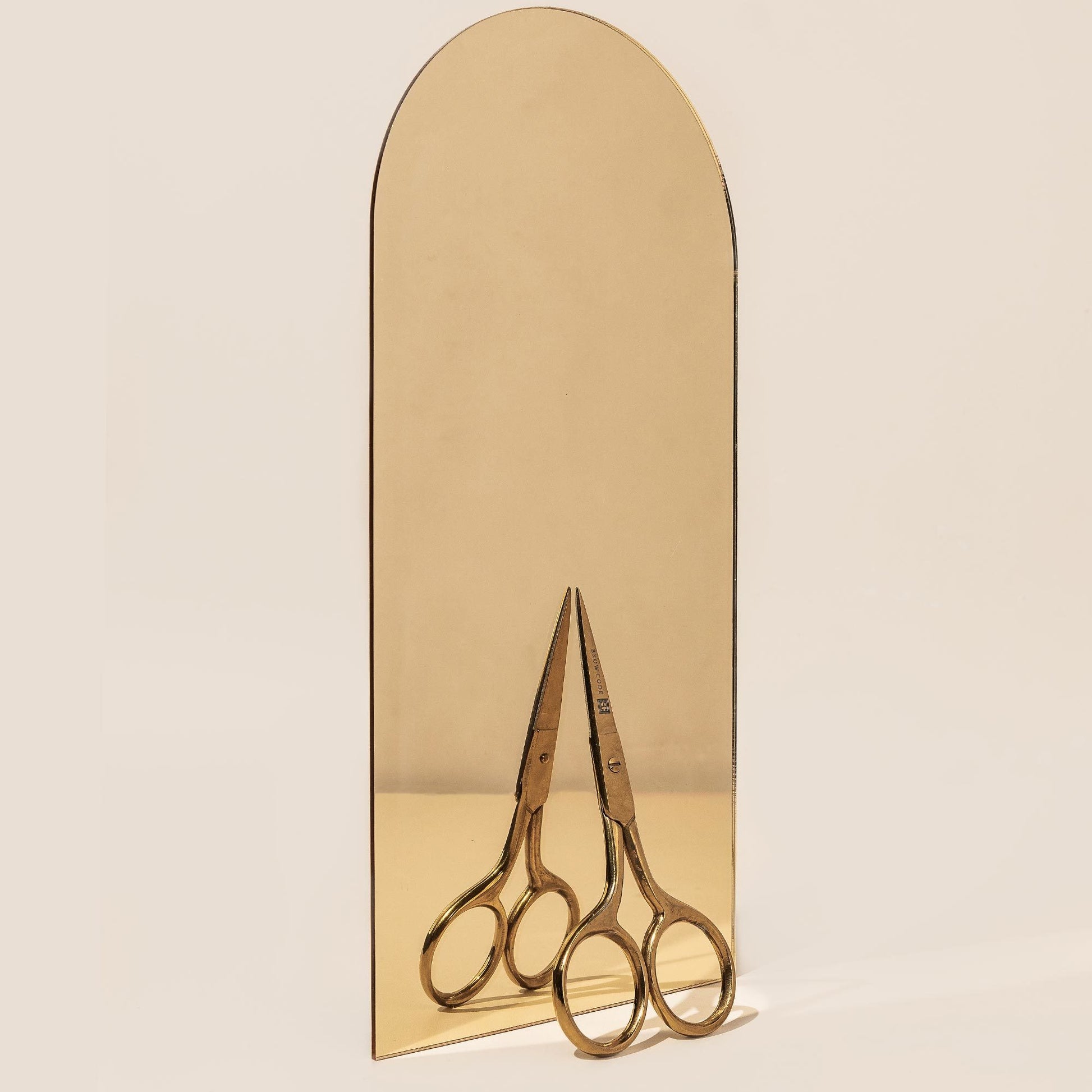 Stylised photo of the trimming scissors against a mirror